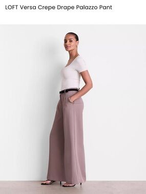 LOFT Wide-Leg Palazzo Pants in Dusty Mauve